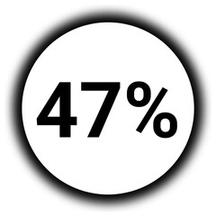 47% discount and  percent black and white round icon