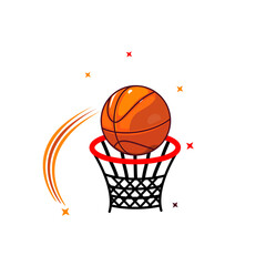 Basketball Shot Ball soaring through the hoop Vector Illustration Cartoon Design 
