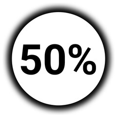 50% discount and  percent black and white round icon