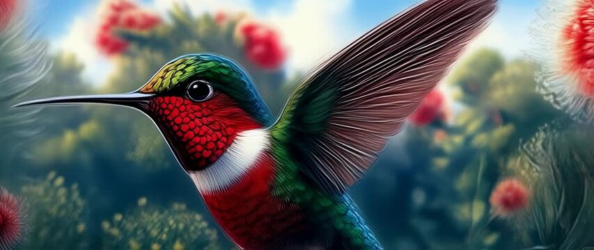 Hummingbird's ballet: A Vibrant Display of Nature's Elegance Among Bottlebrush Blooms