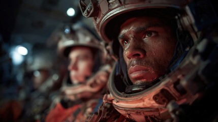 Astronauts in Spacecraft During Mission Preparation and Focus