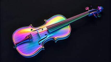 violin glowing cyberpunk holographic design