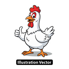 Cheerful Chicken Character Giving a Thumbs Up Vector Illustration for Fun Designs