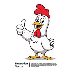 Happy Chicken Mascot Giving Thumbs Up - Cheerful Cartoon Illustration of Poultry Bird