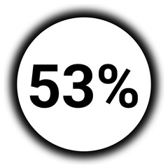 53% discount and  percent black and white round icon