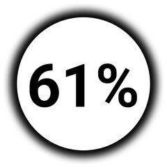 61% discount and  percent black and white round icon