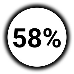 58% discount and  percent black and white round icon