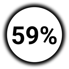 59% discount and  percent black and white round icon