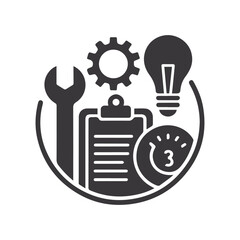 Tools icons set, silhouette, vector illustration.