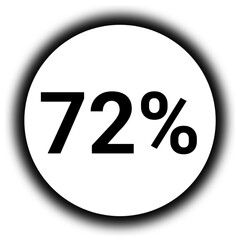 72% discount and  percent black and white round icon