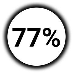 77% discount and  percent black and white round icon