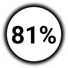 81% discount and  percent black and white round icon