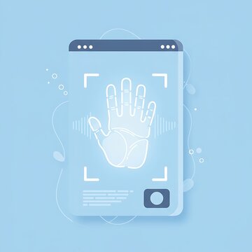 Hand scan biometric identification on screen.
