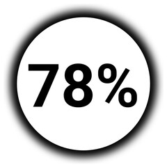 78% discount and  percent black and white round icon