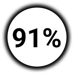 91% discount and  percent black and white round icon