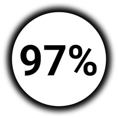 97% discount and  percent black and white round icon