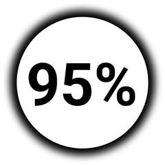 95% discount and  percent black and white round icon