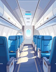 Airplane interior, sunny day