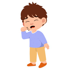Illustration of a Shivering Boy with the Flu