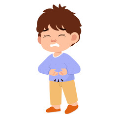 Illustration of Boy with Stomach Ache