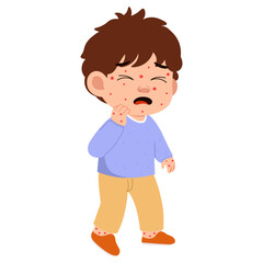 Illustration of Boy Suffering from Measles