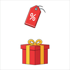 A gift box vector icon in flat 2D style with ribbon, perfect for e-commerce promotions, discounts, and online campaigns.