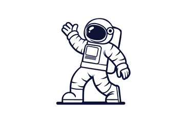 Line Art eps10 Astronaut character icon illustration. Science Technology Icon Concept Isolated Premium Vector. Flat Cartoon Style