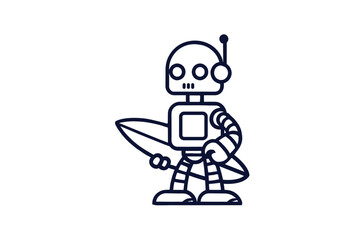 Line Art eps10 Astronaut character icon illustration. Science Technology Icon Concept Isolated Premium Vector. Flat Cartoon Style