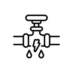 Black line icon for plumbing power