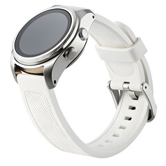 Obraz premium A modern smartwatch with a comfortable silicone strap, isolated on white background, featuring fitness tracking, notifications,