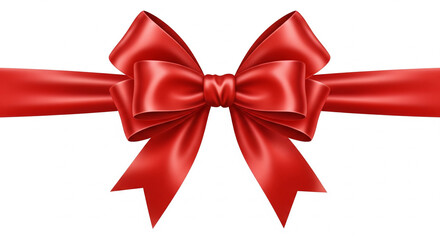 Fototapeta premium Red ribbon bow isolated on white background