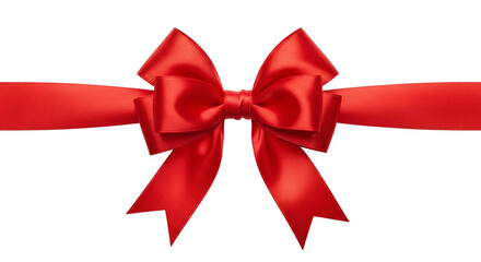 Red ribbon bow isolated on white background