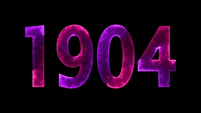 1904 neon line text animation. 1904 year text effect with neon glow. colorful 1904 typography effect. concept of counting years. past year technology concept.