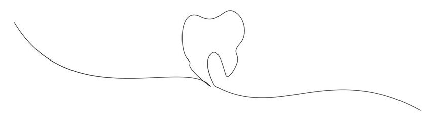 Tooth Line Art: Dental Health Symbol, White Background