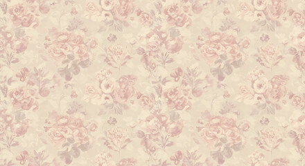 Muted Vintage Floral Wallpaper Pattern