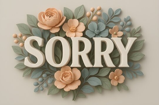 Sorry 3D Typography with a Sculpted Floral Background - Powered by Adobe