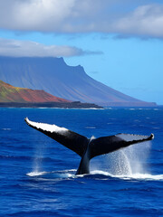 Fototapeta premium Humpback Whale Tail in Hawaii Ocean Seascape