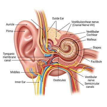 Human Ear Anatomy Diagram.