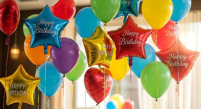 Vibrant balloons celebrating a joyous birthday occasion with festive cheer