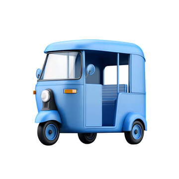 Blue tuk tuk 3d style isolated on transparent background