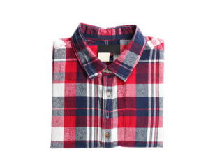 Folded Flannel Shirt, Isolated on Transparent Background, Top View