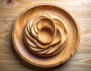 木彫りのレリーフ（抽象） / Abstract Wood Relief Carving