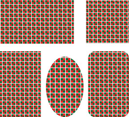 Assorted Shapes Filled with Red and Green Pixelated Square Patterns 