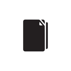 A simple black folder icon designed in a minimal and modern flat style. The symbol features a classic folder shape with a visible document edge inside, making it ideal for use in file management syste