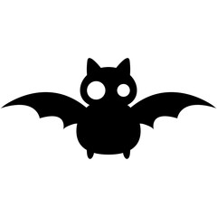 Simple Cute Cartoon Silhouette Flying Black Bat Happy Halloween element Illustration flat style