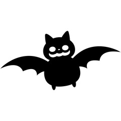 Simple Cute Cartoon Silhouette Flying Black Bat Happy Halloween element Illustration flat style