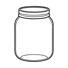 empty mason jar outline on white background