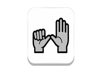 Obraz premium Flat design vector icon of two hands forming a gesture, a symbol of sign language and the concept of non-verbal human communication
