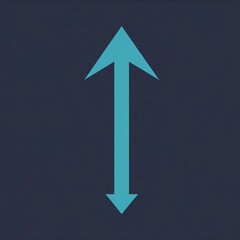 Fototapeta premium Elegant Two Way Vertical Teal Arrow Symbol on a Subtle Dark Background