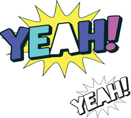 Yeah Comic Text Explosion Bold Cartoon Style Word Art Graphic